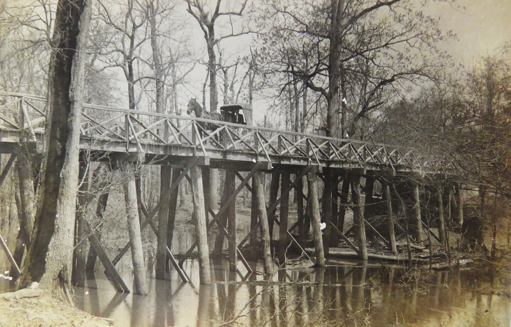 lower White River, bayou bridge, circa 1900, by Dayton Bowers