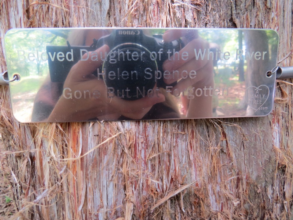 memorial marker at Helen Spence&rsquo;s cedar tree